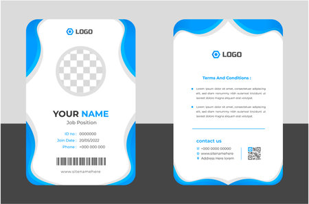Modern and clean business id card template. professional id card design template with yellow color. corporate modern business id card design template. Company employee id card tempのイラスト素材