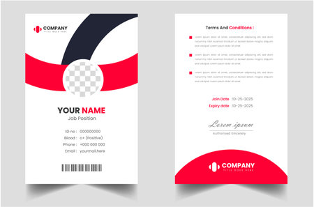 Modern and clean business id card template. professional id card design template with yellow color. corporate modern business id card design template. Company employee id card tempのイラスト素材