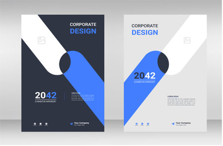 corporate modern Business Book Cover Design Template in A4 with blue color.のイラスト素材