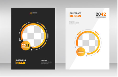 corporate modern Business Book Cover Design Template in A4 with yellow color.のイラスト素材