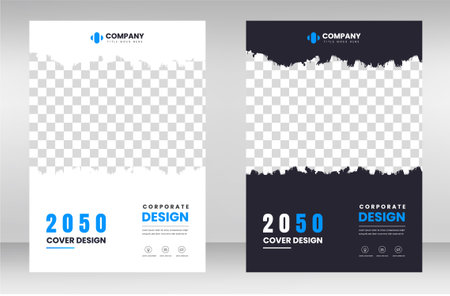 corporate modern Business Book Cover Design Template in A4 with blue color.のイラスト素材