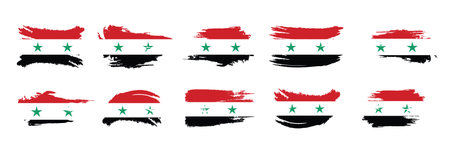 Syria national flag brush vector setのイラスト素材