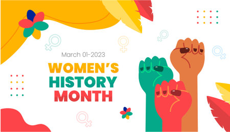 Women's History Month background. Womens History Month banner design. Celebrated annual in March, to mark womenâs contribution to history.のイラスト素材