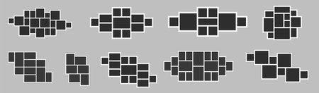 set of 9 blank college frame photo part or picture Vector mockup mega collection bundle. frame. picture college. picture frames. photo frame set. photo frame bundle.のイラスト素材