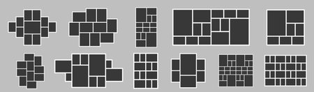 set of 9 blank college frame photo part or picture Vector mockup mega collection bundle. frame....