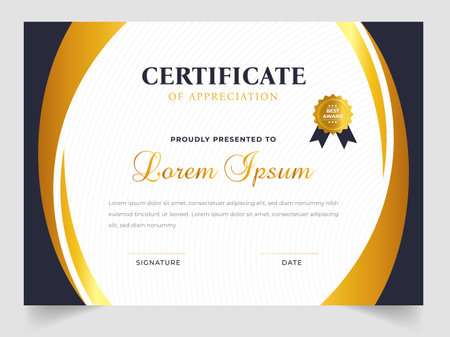Abstract Clean professional certificate of appreciation template. diploma modern certificate with badge. Elegant business diploma layout for training graduation or courseのイラスト素材