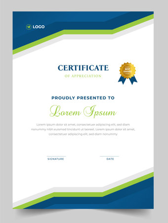 Abstract Clean professional certificate of appreciation template. diploma modern certificate with badge. Elegant business diploma layout for training graduation or courseのイラスト素材