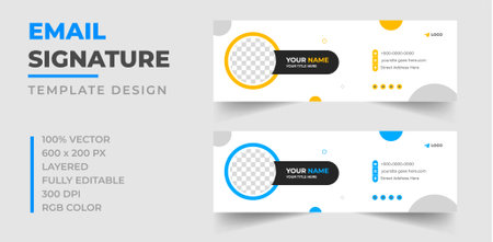 Email signature template or email footer and personal social media cover design. Corporate Modern Email Signature Design template. Email signature template design.のイラスト素材