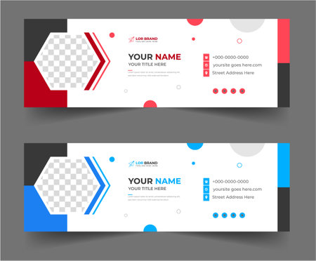 Email signature template or email footer and personal social media cover design. Corporate Modern Email Signature Design template. Email signature template design.のイラスト素材
