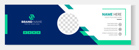 Email signature template or email footer and personal social media cover design. Corporate Modern Email Signature Design template. Email signature template design.のイラスト素材