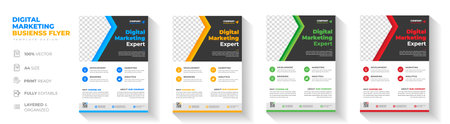 digital marketing Corporate business flyer template design. digital marketing agency flyer, business marketing flyer set, grow your business digital marketing  flyerのイラスト素材