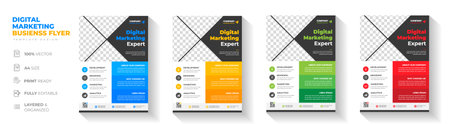 digital marketing Corporate business flyer template design. digital marketing agency flyer, business marketing flyer set, grow your business digital marketing  flyerのイラスト素材