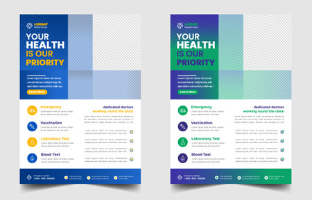 Modern Medical Flyer Template Design. Healthcare business flyer Template, Medical and healthcare modern flyer template. healthcare and doctor flyer design.のイラスト素材