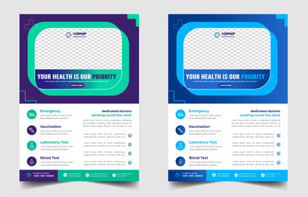 Modern Medical Flyer Template Design. Healthcare business flyer Template, Medical and healthcare modern flyer template. healthcare and doctor flyer design.のイラスト素材