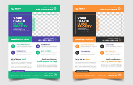 Modern Medical Flyer Template Design. Healthcare business flyer Template, Medical and healthcare modern flyer template. healthcare and doctor flyer design.のイラスト素材