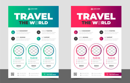 Tour and Travel flyer. travel flyer. tour and travel flyer or Brochure Template Business concept.  Flyer design for Tour and Travel Business concept.のイラスト素材