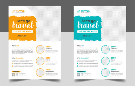Tour and Travel flyer. travel flyer. tour and travel flyer or Brochure Template Business concept.  Flyer design for Tour and Travel Business concept.のイラスト素材