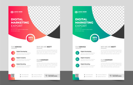 digital marketing Corporate business flyer template design. digital marketing agency flyer, business marketing flyer set, grow your business digital marketing  flyerのイラスト素材