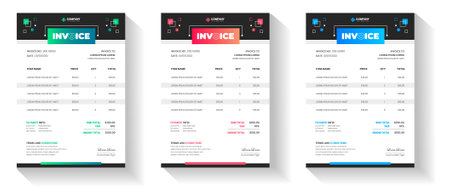 corporate modern minimal Business invoice form template. Invoicing quotes, money bill, Tax form, payment receipt, price invoices and payment agreement design template set.のイラスト素材