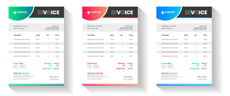 corporate modern minimal Business invoice form template. Invoicing quotes, money bill, Tax form, payment receipt, price invoices and payment agreement design template set.のイラスト素材