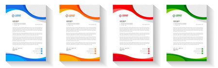 corporate modern letterhead design template with yellow, blue, green and red color. creative modern letter head design template for your project. letterhead, letter head, Businessのイラスト素材