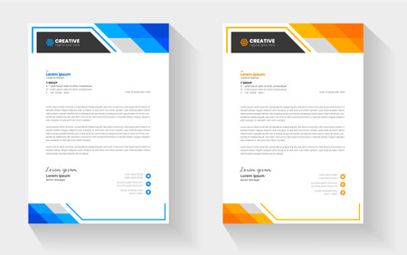 corporate modern letterhead design template with yellow, blue, green and red color. creative modern letter head design template for your project. letterhead, letter head, Businessのイラスト素材
