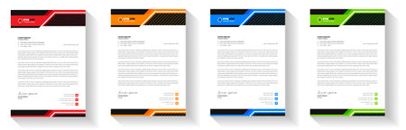 corporate modern letterhead design template with yellow, blue, green and red color. creative modern letter head design template for your project. letterhead, letter head, Businessのイラスト素材