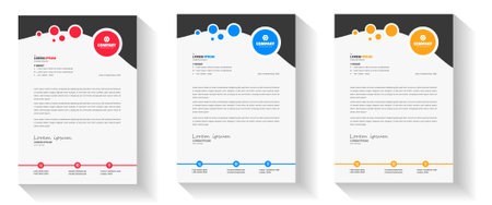 corporate modern letterhead design template with yellow, blue, green and red color. creative modern letter head design template for your project. letterhead, letter head, Businessのイラスト素材