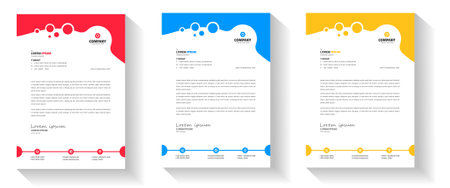 corporate modern letterhead design template with yellow, blue, green and red color. creative modern letter head design template for your project. letterhead, letter head, Businessのイラスト素材