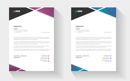 corporate modern letterhead design template with yellow, blue, green and red color. creative modern letter head design template for your project. letterhead, letter head, Businessのイラスト素材