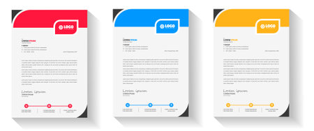 corporate modern letterhead design template with yellow, blue, green and red color. creative modern letter head design template for your project. letterhead, letter head, Businessのイラスト素材