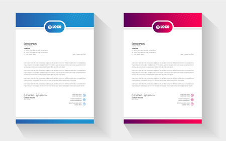 corporate modern letterhead design template with yellow, blue, green and red color. creative modern letter head design template for your project. letterhead, letter head, Businessのイラスト素材