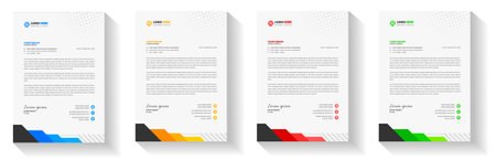 corporate modern letterhead design template with yellow, blue, green and red color. creative modern letter head design template for your project. letterhead, letter head, Businessのイラスト素材