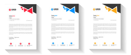 corporate modern letterhead design template with yellow, blue, green and red color. creative modern letter head design template for your project. letterhead, letter head, Businessのイラスト素材