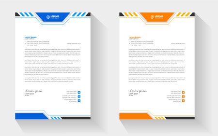 corporate modern letterhead design template with yellow, blue, green and red color. creative modern letter head design template for your project. letterhead, letter head, Businessのイラスト素材