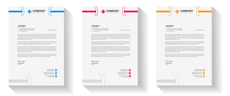 corporate modern letterhead design template with yellow, blue, green and red color. creative modern letter head design template for your project. letterhead, letter head, Businessのイラスト素材