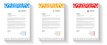 corporate modern letterhead design template with yellow, blue, green and red color. creative modern letter head design template for your project. letterhead, letter head, Businessのイラスト素材