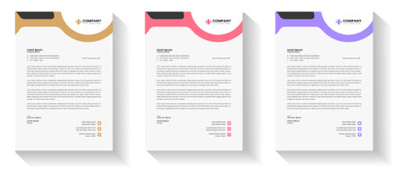 corporate modern letterhead design template with yellow, blue, green and red color. creative modern letter head design template for your project. letterhead, letter head, Businessのイラスト素材