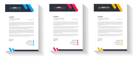 corporate modern letterhead design template with yellow, blue, green and red color. creative modern letter head design template for your project. letterhead, letter head, Businessのイラスト素材