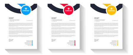 corporate modern letterhead design template with yellow, blue, green and red color. creative modern letter head design template for your project. letterhead, letter head, Businessのイラスト素材