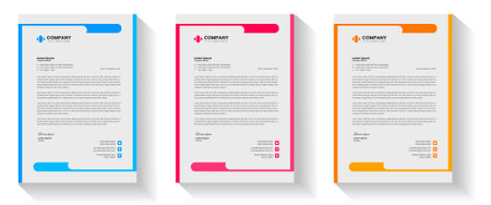 corporate modern letterhead design template with yellow, blue, green and red color. creative modern letter head design template for your project. letterhead, letter head, Businessのイラスト素材