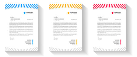 corporate modern letterhead design template with yellow, blue, green and red color. creative modern letter head design template for your project. letterhead, letter head, Businessのイラスト素材