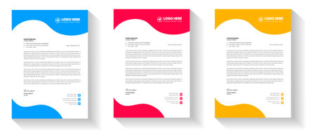corporate modern letterhead design template with yellow, blue, green and red color. creative modern letter head design template for your project. letterhead, letter head, Businessのイラスト素材