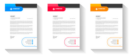 corporate modern letterhead design template with yellow, blue, green and red color. creative modern letter head design template for your project. letterhead, letter head, Businessのイラスト素材