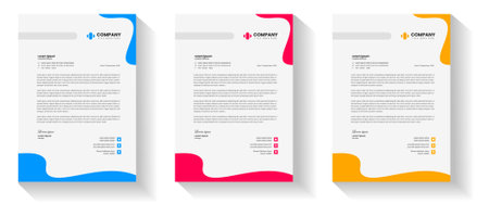 corporate modern letterhead design template with yellow, blue, green and red color. creative modern letter head design template for your project. letterhead, letter head, Businessのイラスト素材