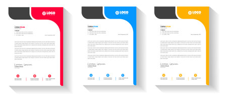 corporate modern letterhead design template with yellow, blue, green and red color. creative modern letter head design template for your project. letterhead, letter head, Businessのイラスト素材
