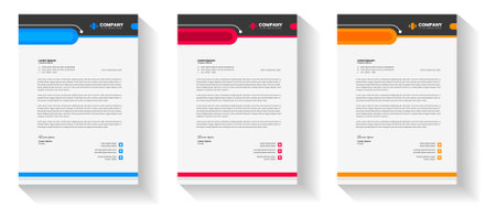 corporate modern letterhead design template with yellow, blue, green and red color. creative modern letter head design template for your project. letterhead, letter head, Businessのイラスト素材