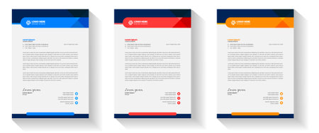 corporate modern letterhead design template with yellow, blue, green and red color. creative modern letter head design template for your project. letterhead, letter head, Businessのイラスト素材