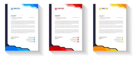 corporate modern letterhead design template with yellow, blue, green and red color. creative modern letter head design template for your project. letterhead, letter head, Businessのイラスト素材