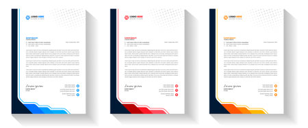 corporate modern letterhead design template with yellow, blue, green and red color. creative modern letter head design template for your project. letterhead, letter head, Businessのイラスト素材